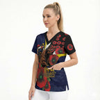 North Queensland Cowboys ANZAC Personalised Scrub Top Lest We Forget Poppy Camo