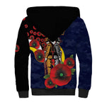 North Queensland Cowboys ANZAC Personalised Sherpa Hoodie Lest We Forget Poppy Camo