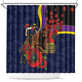 North Queensland Cowboys ANZAC Personalised Shower Curtain Lest We Forget Poppy Camo