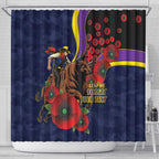 North Queensland Cowboys ANZAC Personalised Shower Curtain Lest We Forget Poppy Camo