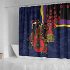 North Queensland Cowboys ANZAC Personalised Shower Curtain Lest We Forget Poppy Camo
