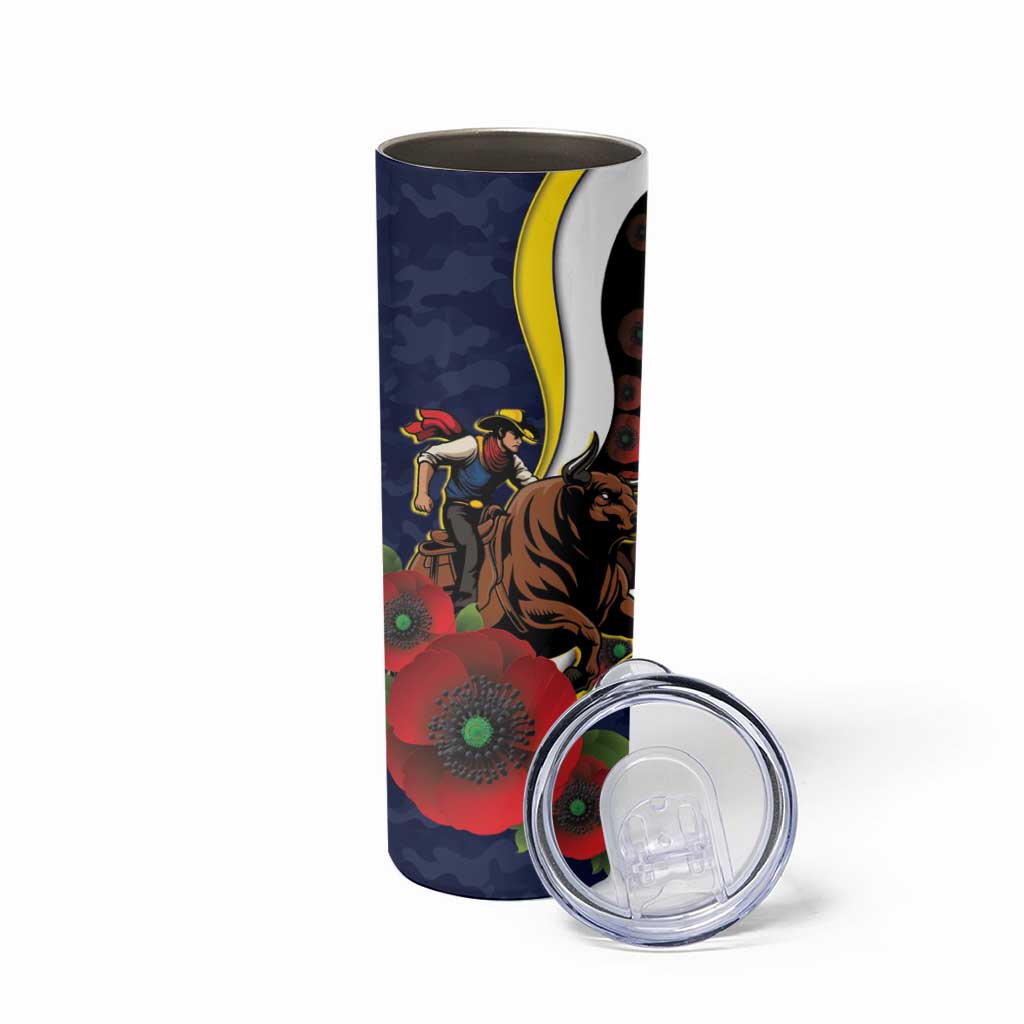 North Queensland Cowboys ANZAC Personalised Skinny Tumbler Lest We Forget Poppy Camo