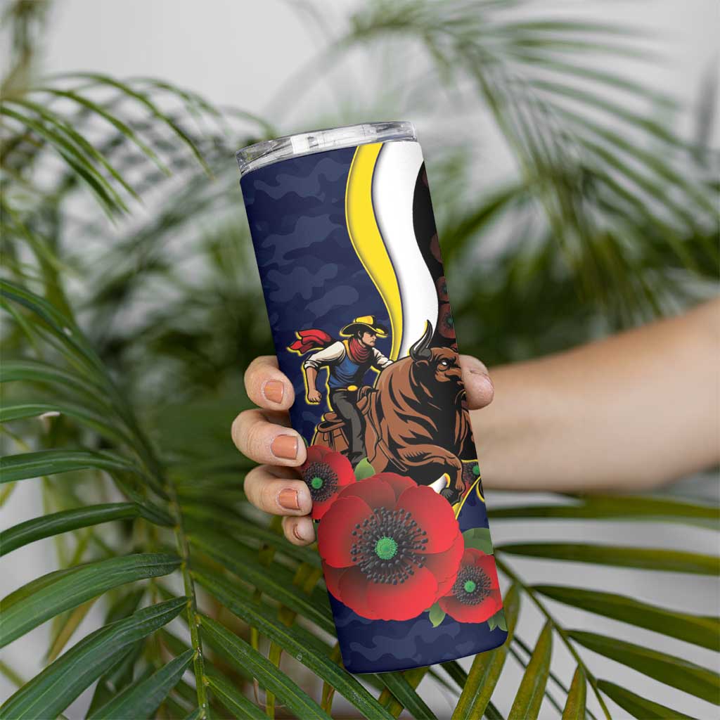 North Queensland Cowboys ANZAC Personalised Skinny Tumbler Lest We Forget Poppy Camo