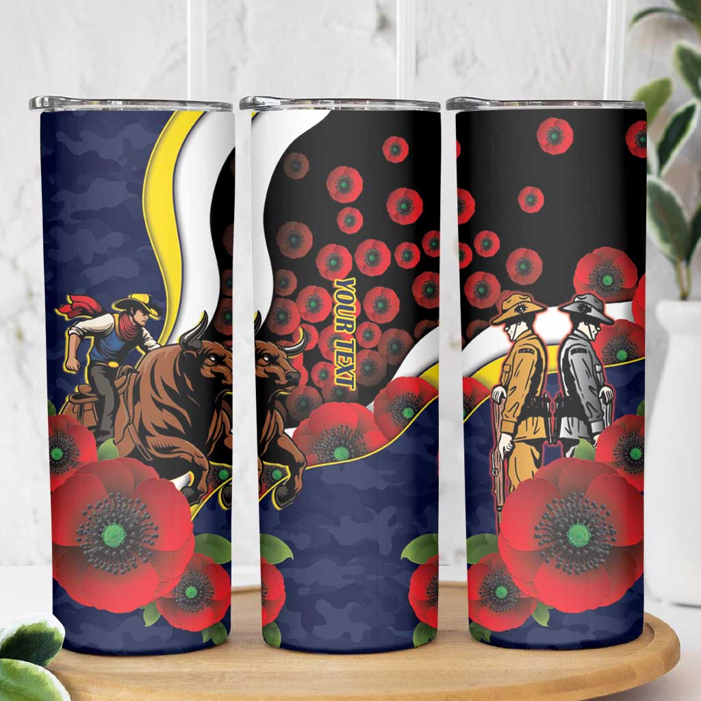North Queensland Cowboys ANZAC Personalised Skinny Tumbler Lest We Forget Poppy Camo