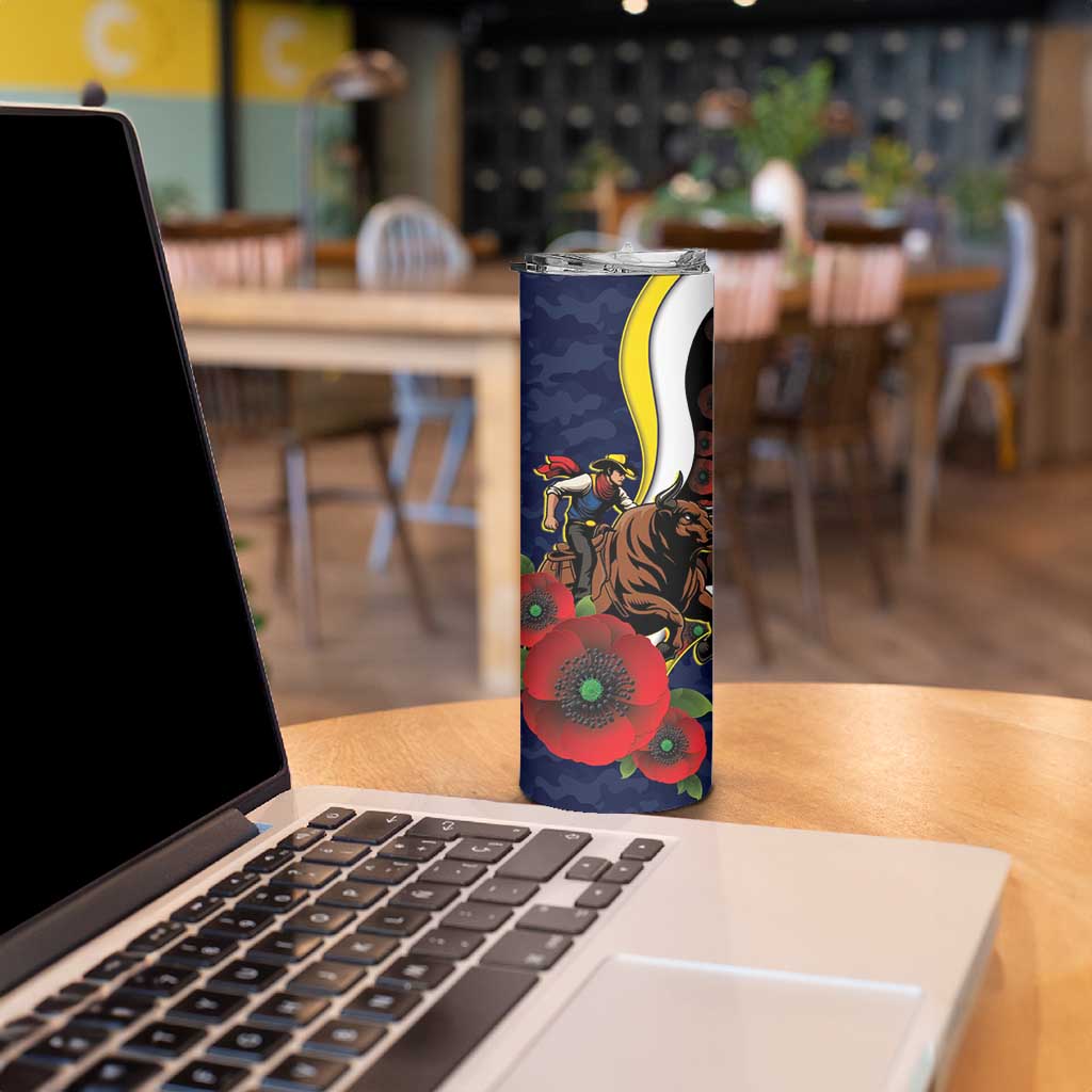 North Queensland Cowboys ANZAC Personalised Skinny Tumbler Lest We Forget Poppy Camo