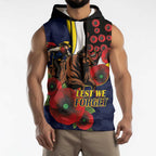 North Queensland Cowboys ANZAC Personalised Sleeveless Hoodie Lest We Forget Poppy Camo