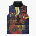 North Queensland Cowboys ANZAC Personalised Sleeveless Puffer Jacket Lest We Forget Poppy Camo