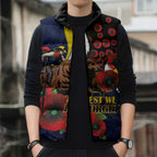 North Queensland Cowboys ANZAC Personalised Sleeveless Puffer Jacket Lest We Forget Poppy Camo