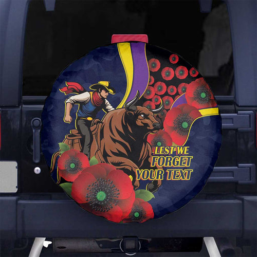 North Queensland Cowboys ANZAC Personalised Spare Tire Cover Lest We Forget Poppy Camo
