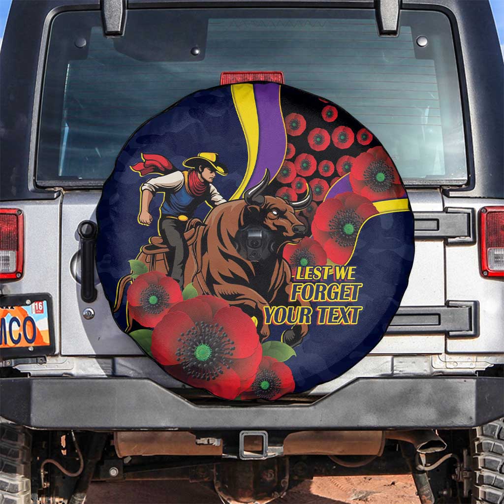 North Queensland Cowboys ANZAC Personalised Spare Tire Cover Lest We Forget Poppy Camo