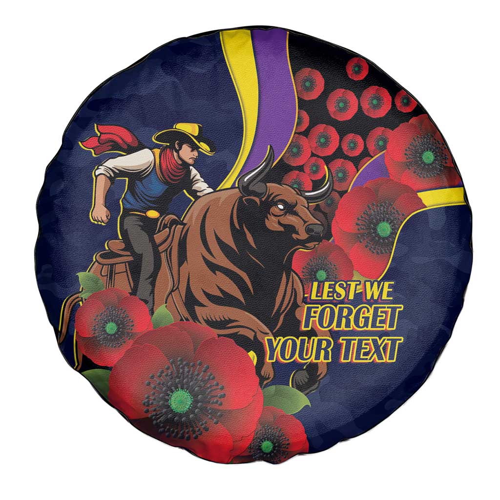 North Queensland Cowboys ANZAC Personalised Spare Tire Cover Lest We Forget Poppy Camo