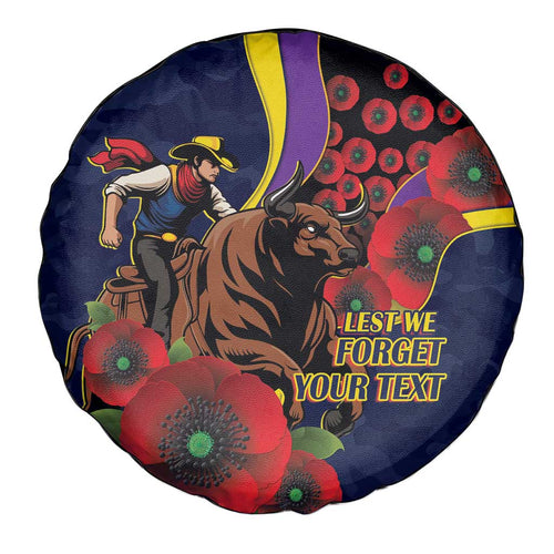 North Queensland Cowboys ANZAC Personalised Spare Tire Cover Lest We Forget Poppy Camo