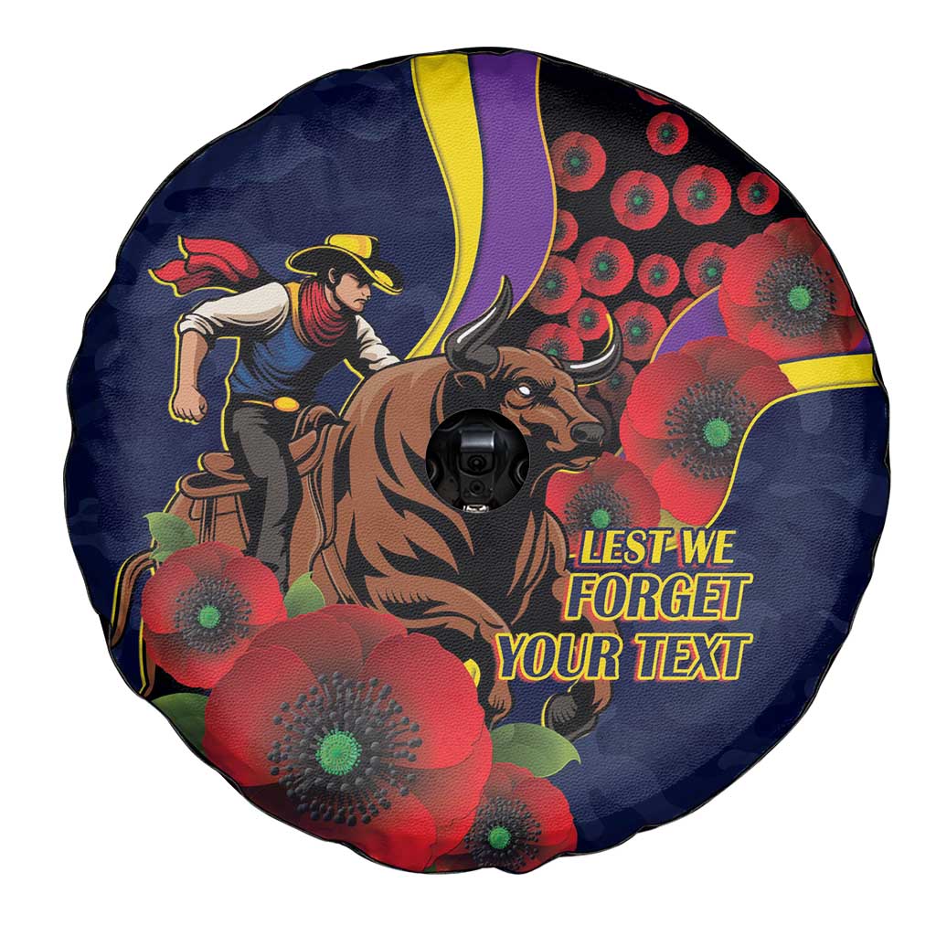North Queensland Cowboys ANZAC Personalised Spare Tire Cover Lest We Forget Poppy Camo