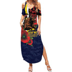 North Queensland Cowboys ANZAC Personalised Summer Maxi Dress Lest We Forget Poppy Camo