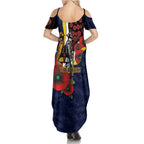 North Queensland Cowboys ANZAC Personalised Summer Maxi Dress Lest We Forget Poppy Camo