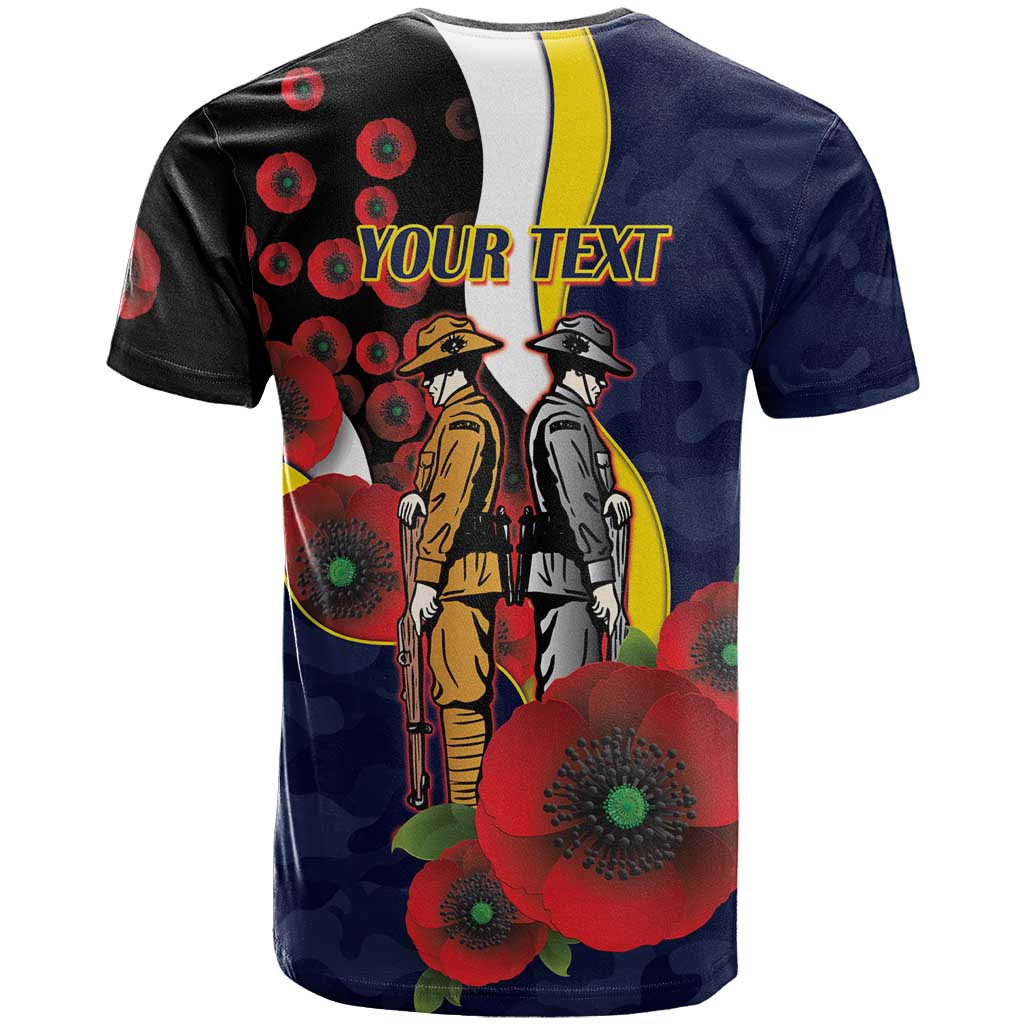 North Queensland Cowboys ANZAC Personalised T Shirt Lest We Forget Poppy Camo