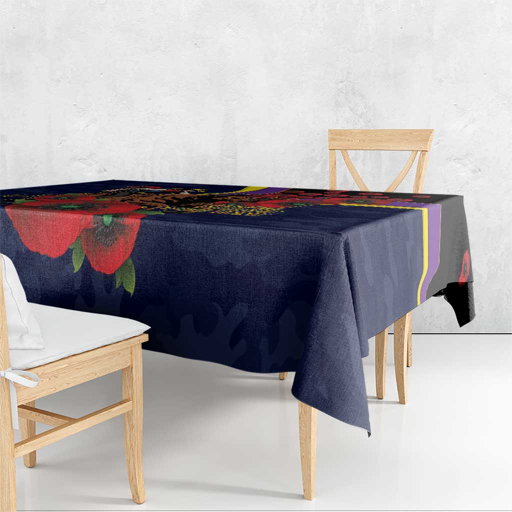 North Queensland Cowboys ANZAC Personalised Tablecloth Lest We Forget Poppy Camo