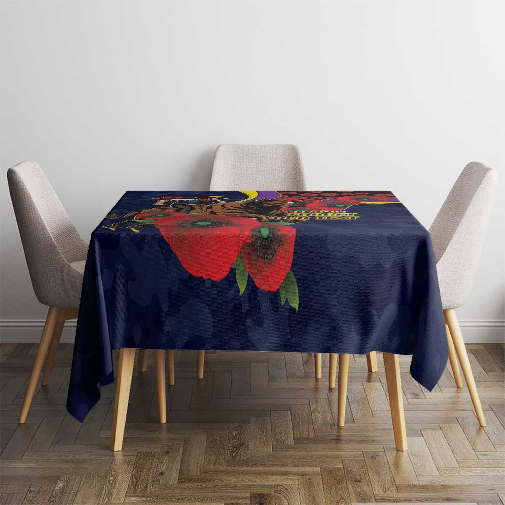 North Queensland Cowboys ANZAC Personalised Tablecloth Lest We Forget Poppy Camo