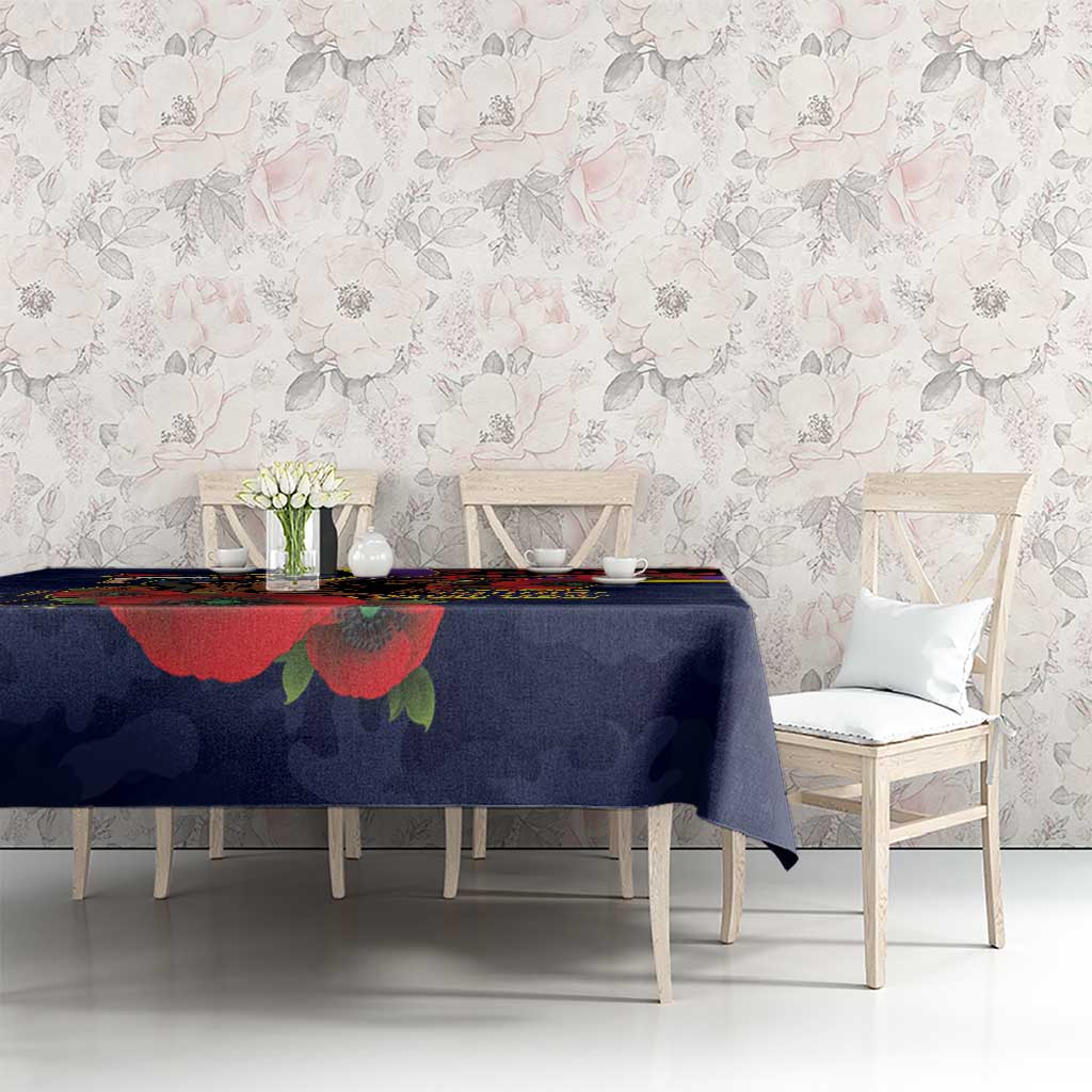 North Queensland Cowboys ANZAC Personalised Tablecloth Lest We Forget Poppy Camo