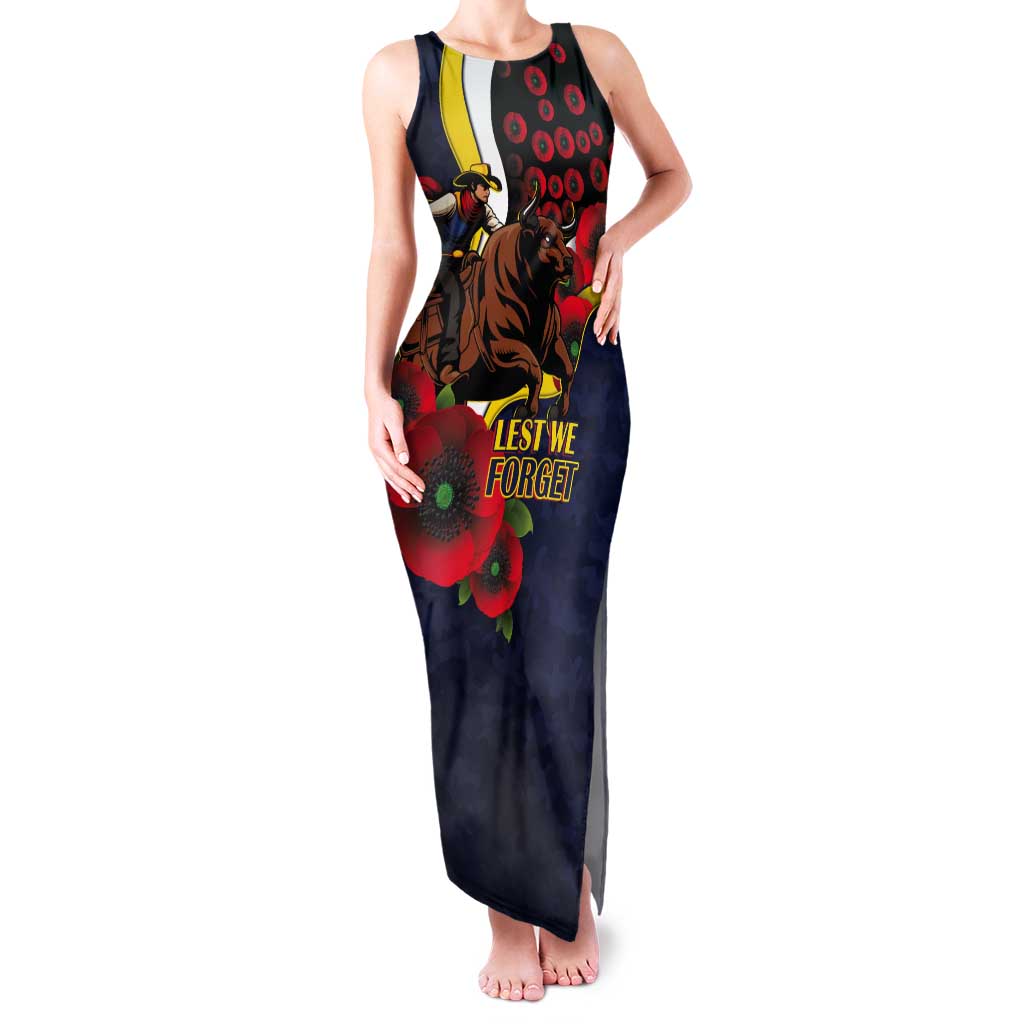 North Queensland Cowboys ANZAC Personalised Tank Maxi Dress Lest We Forget Poppy Camo