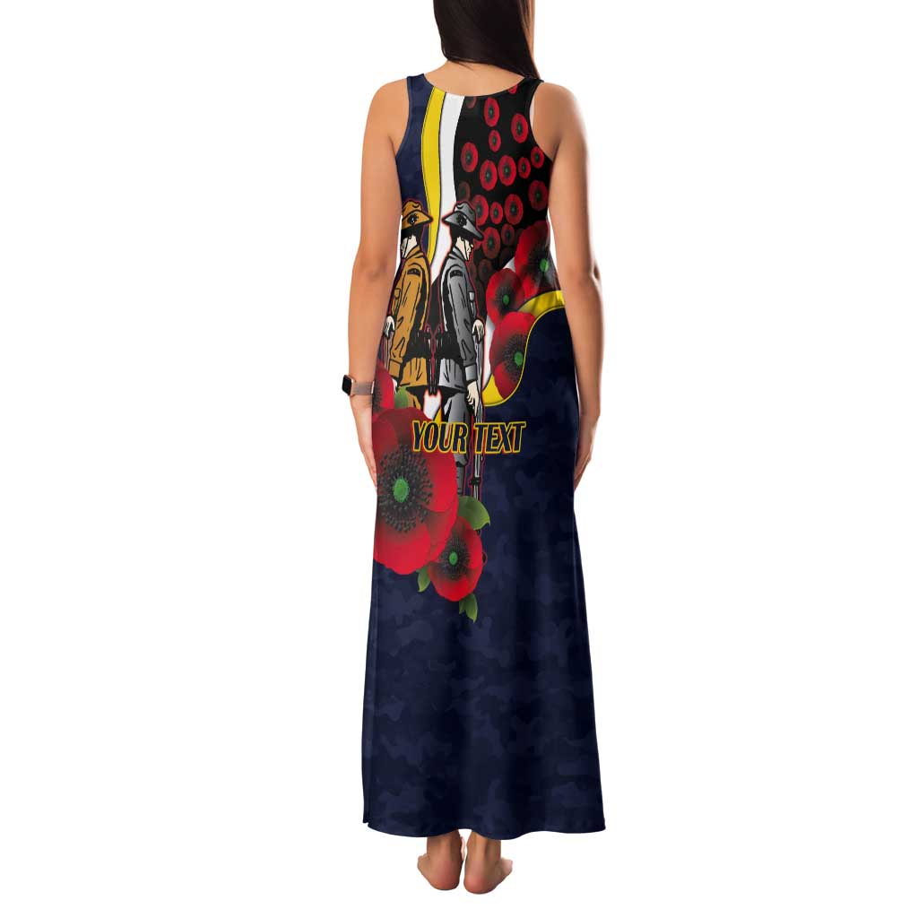 North Queensland Cowboys ANZAC Personalised Tank Maxi Dress Lest We Forget Poppy Camo