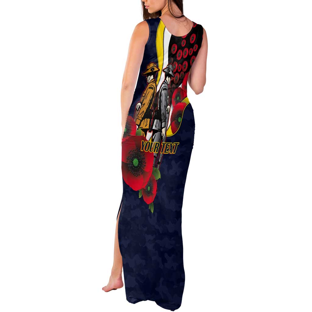 North Queensland Cowboys ANZAC Personalised Tank Maxi Dress Lest We Forget Poppy Camo