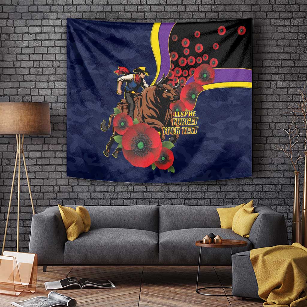 North Queensland Cowboys ANZAC Personalised Tapestry Lest We Forget Poppy Camo