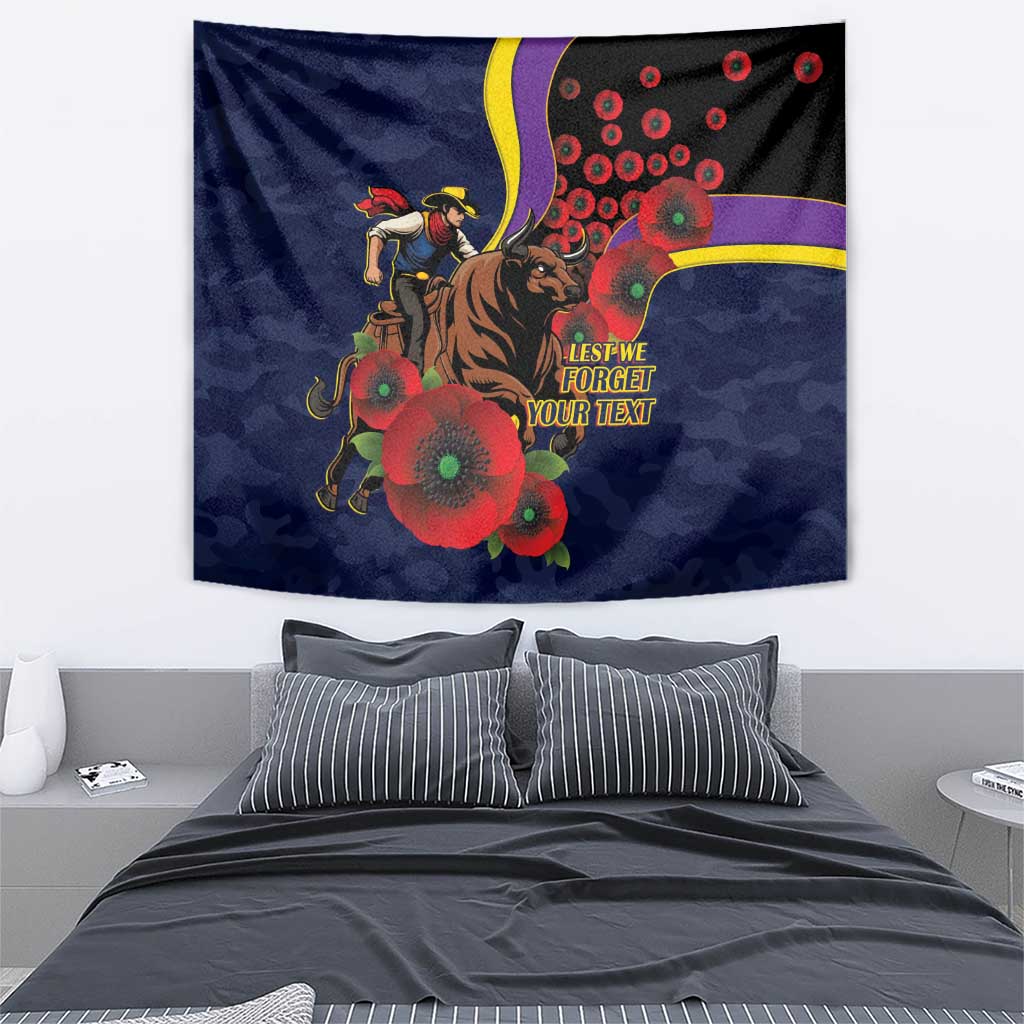 North Queensland Cowboys ANZAC Personalised Tapestry Lest We Forget Poppy Camo