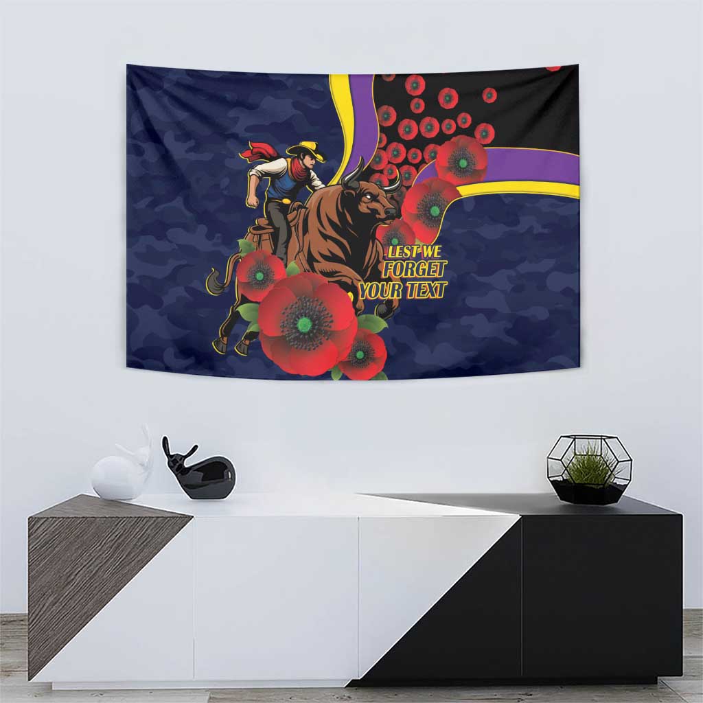 North Queensland Cowboys ANZAC Personalised Tapestry Lest We Forget Poppy Camo