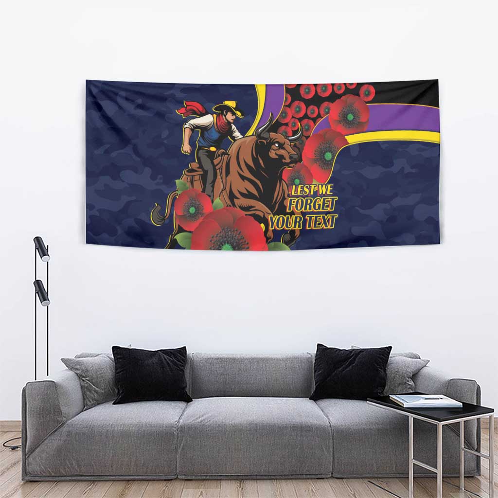 North Queensland Cowboys ANZAC Personalised Tapestry Lest We Forget Poppy Camo