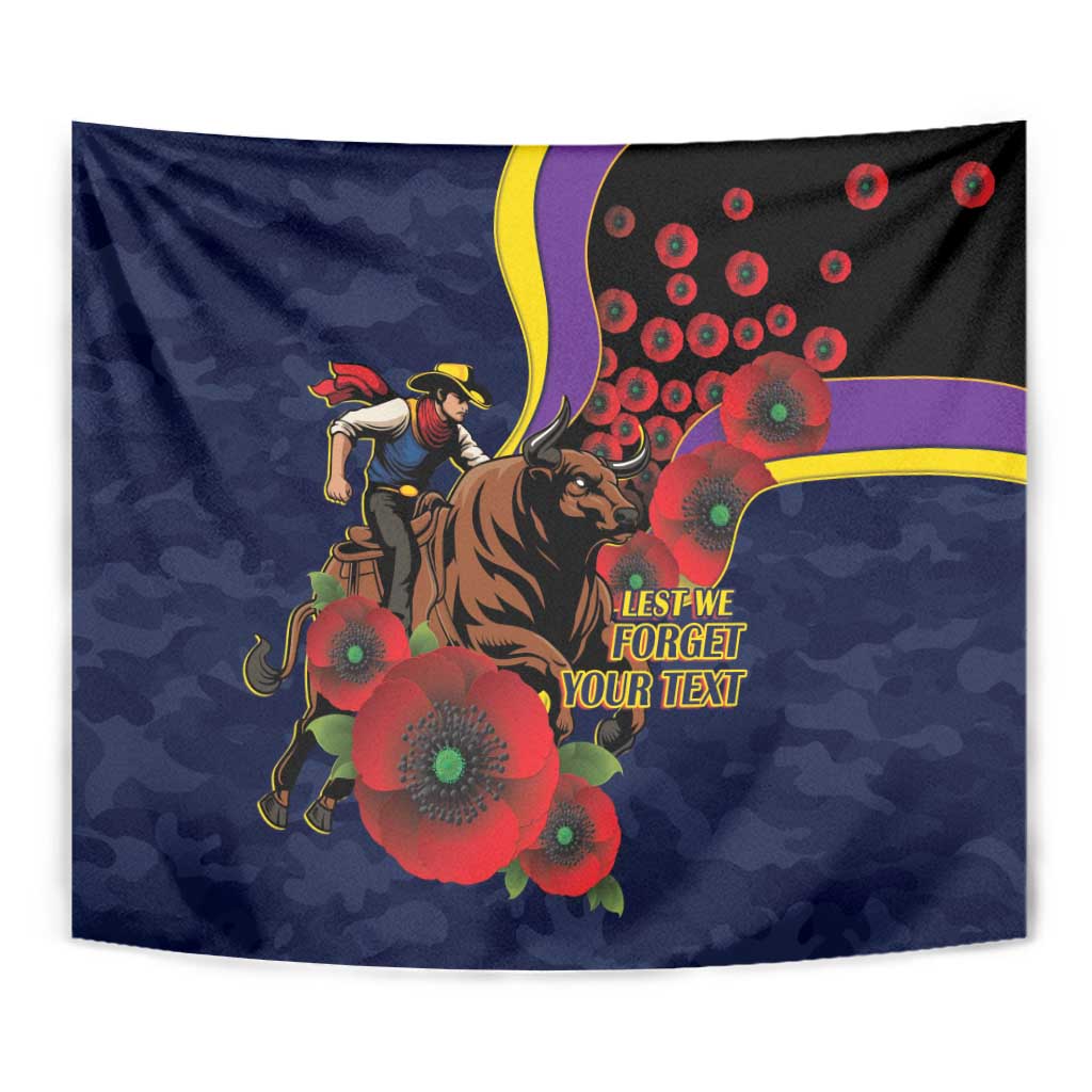North Queensland Cowboys ANZAC Personalised Tapestry Lest We Forget Poppy Camo