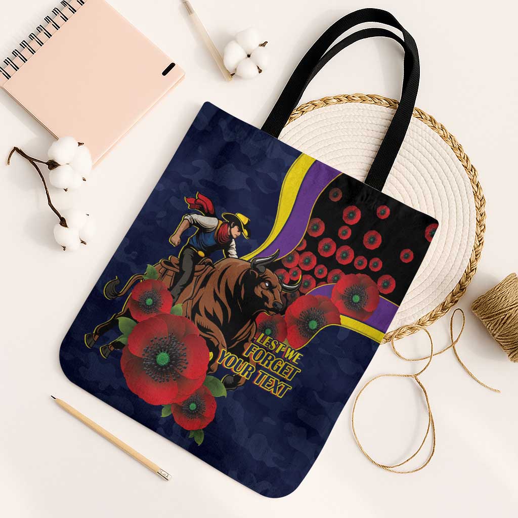 North Queensland Cowboys ANZAC Personalised Tote Bag Lest We Forget Poppy Camo