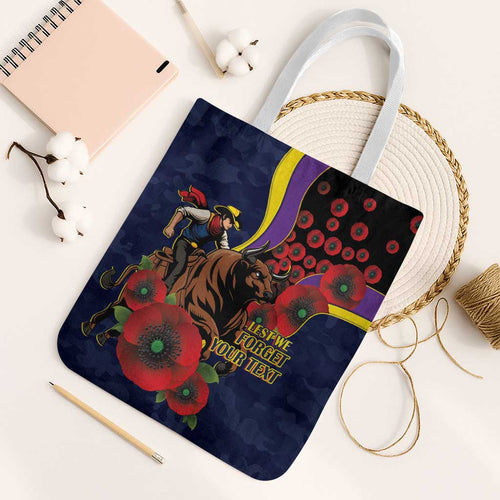 North Queensland Cowboys ANZAC Personalised Tote Bag Lest We Forget Poppy Camo