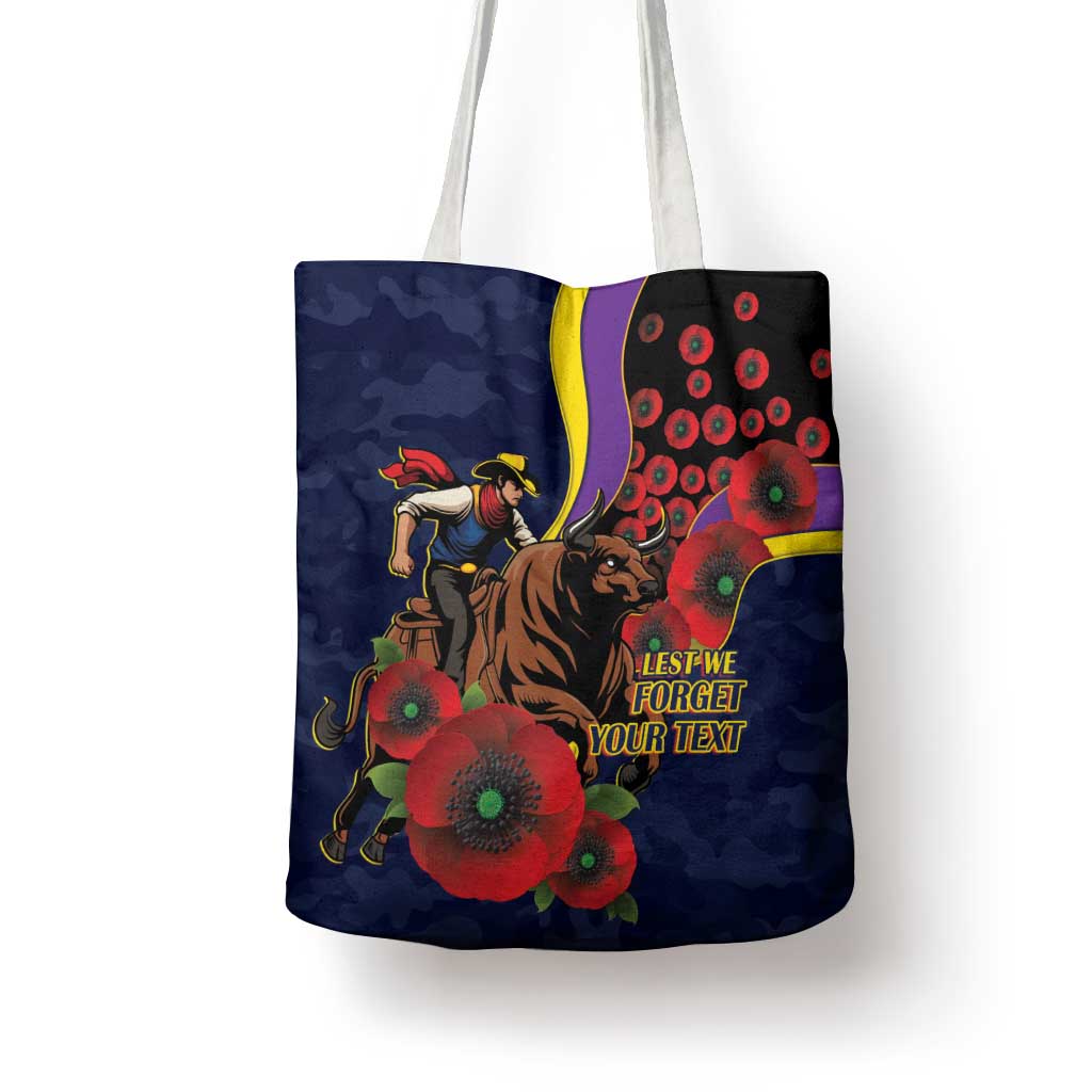 North Queensland Cowboys ANZAC Personalised Tote Bag Lest We Forget Poppy Camo