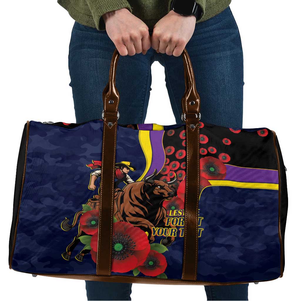 North Queensland Cowboys ANZAC Personalised Travel Bag Lest We Forget Poppy Camo