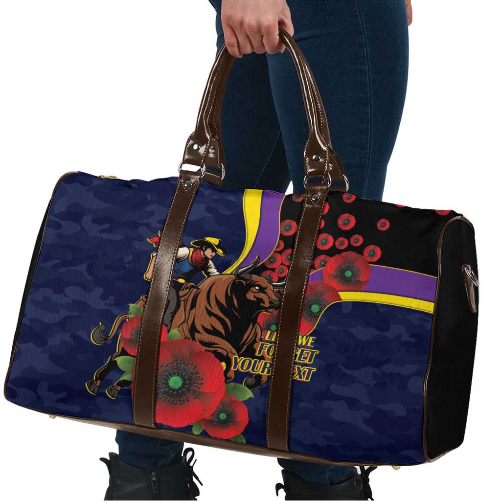 North Queensland Cowboys ANZAC Personalised Travel Bag Lest We Forget Poppy Camo