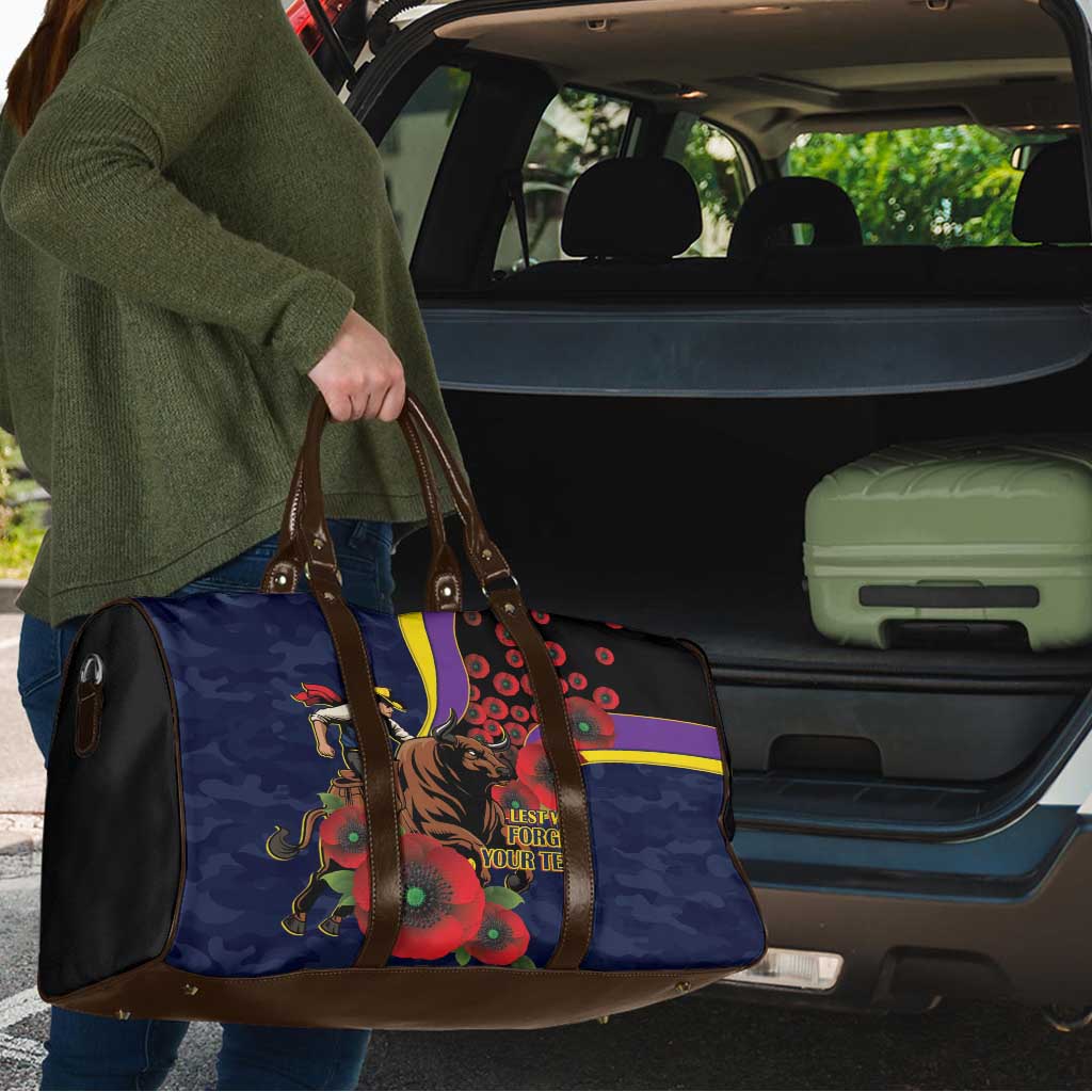 North Queensland Cowboys ANZAC Personalised Travel Bag Lest We Forget Poppy Camo