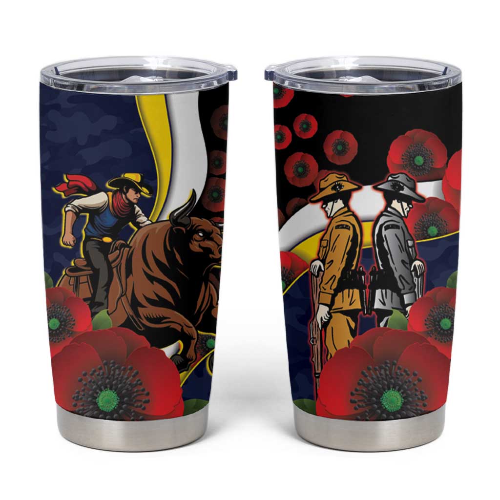 North Queensland Cowboys ANZAC Personalised Tumbler Cup Lest We Forget Poppy Camo