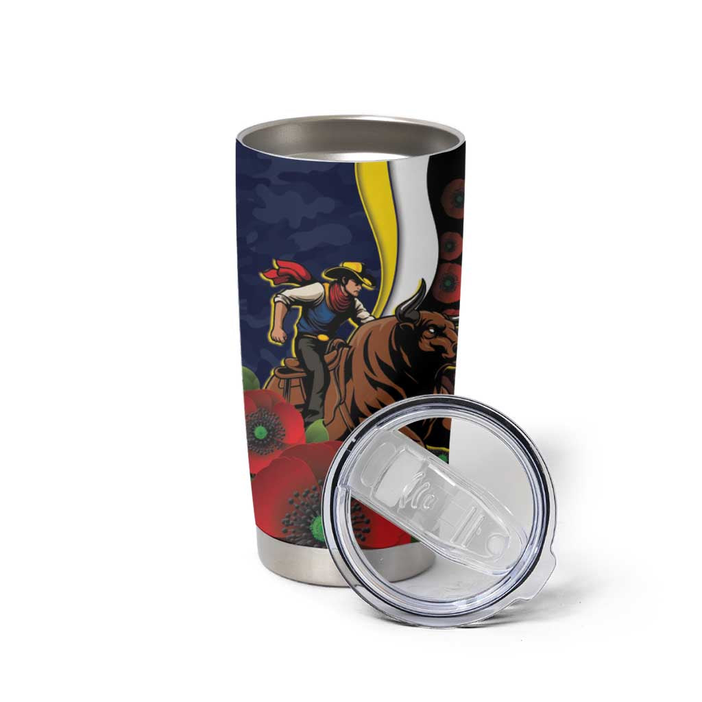 North Queensland Cowboys ANZAC Personalised Tumbler Cup Lest We Forget Poppy Camo
