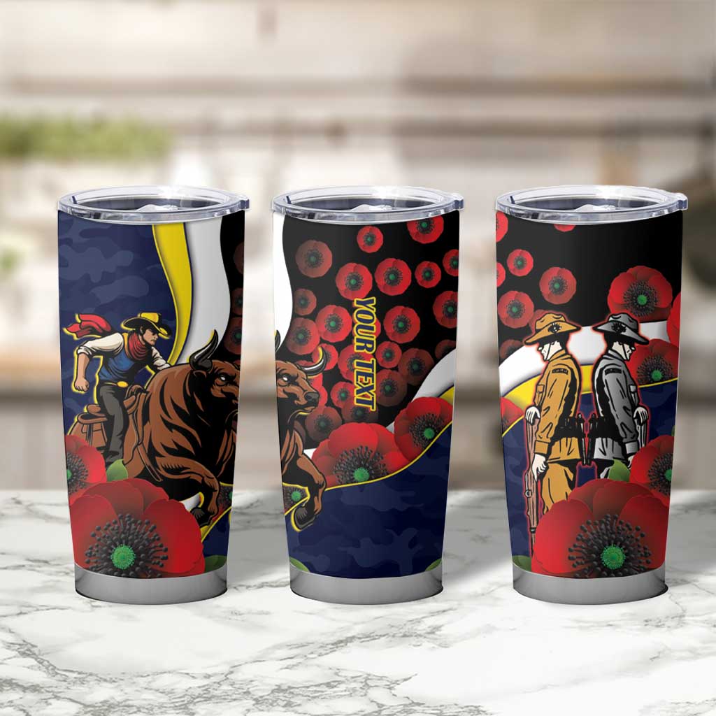 North Queensland Cowboys ANZAC Personalised Tumbler Cup Lest We Forget Poppy Camo