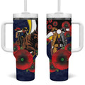North Queensland Cowboys ANZAC Personalised Tumbler With Handle Lest We Forget Poppy Camo