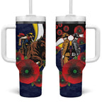 North Queensland Cowboys ANZAC Personalised Tumbler With Handle Lest We Forget Poppy Camo