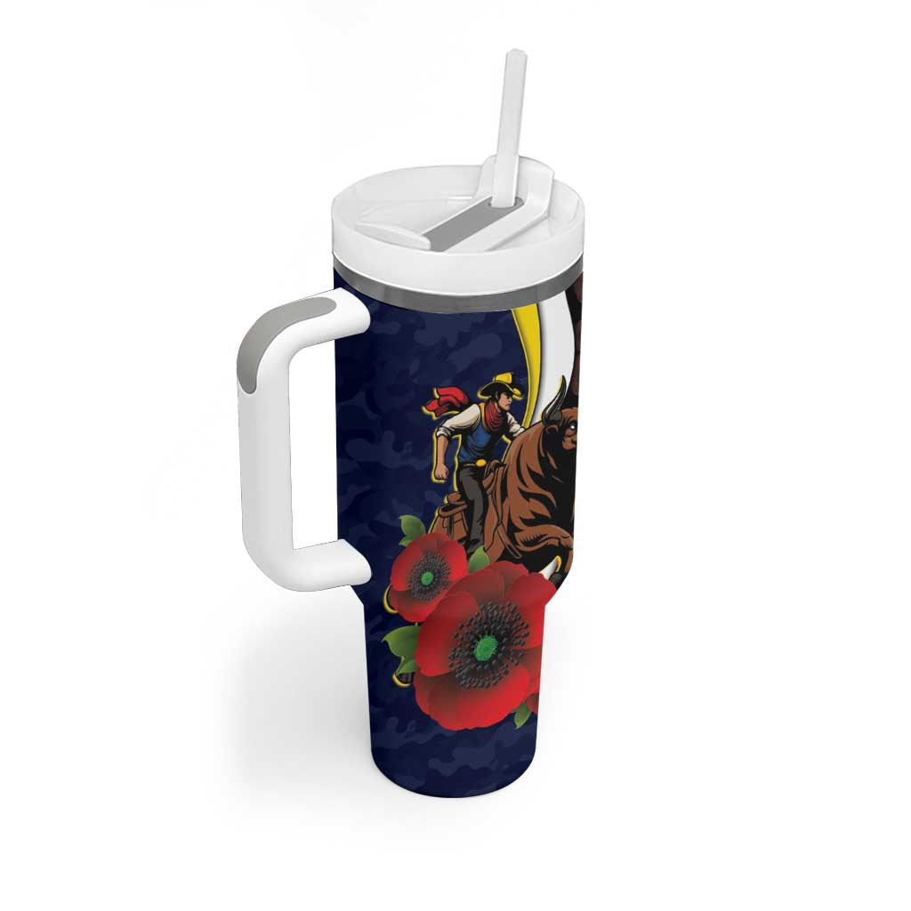 North Queensland Cowboys ANZAC Personalised Tumbler With Handle Lest We Forget Poppy Camo