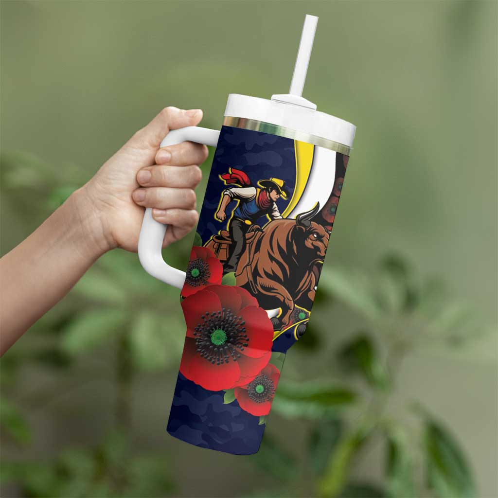 North Queensland Cowboys ANZAC Personalised Tumbler With Handle Lest We Forget Poppy Camo