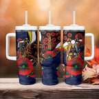 North Queensland Cowboys ANZAC Personalised Tumbler With Handle Lest We Forget Poppy Camo