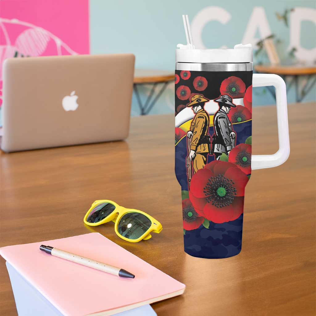North Queensland Cowboys ANZAC Personalised Tumbler With Handle Lest We Forget Poppy Camo
