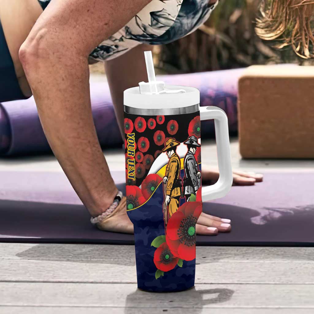 North Queensland Cowboys ANZAC Personalised Tumbler With Handle Lest We Forget Poppy Camo