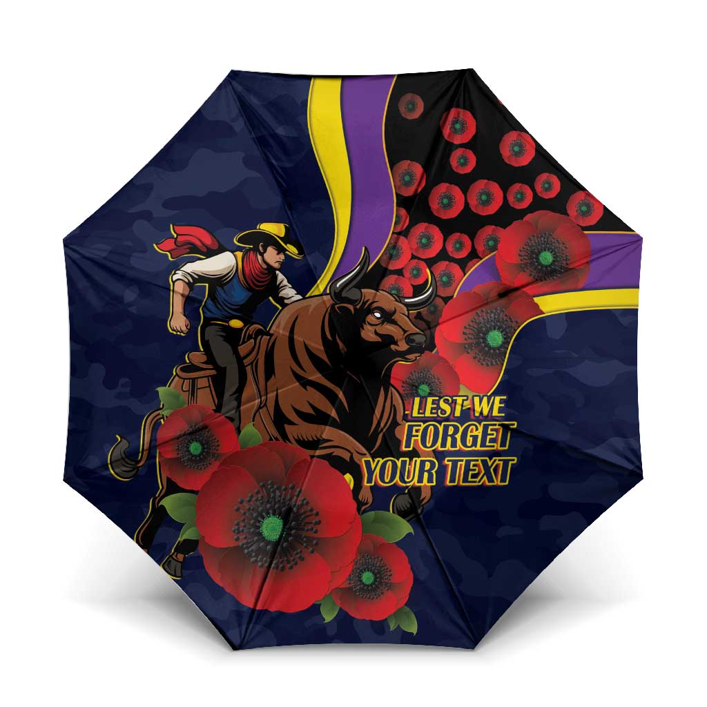 North Queensland Cowboys ANZAC Personalised Umbrella Lest We Forget Poppy Camo
