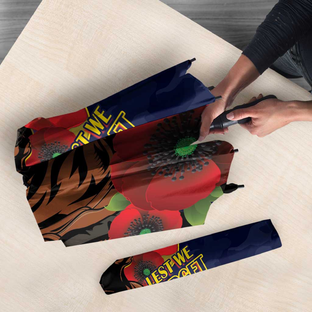 North Queensland Cowboys ANZAC Personalised Umbrella Lest We Forget Poppy Camo