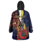 North Queensland Cowboys ANZAC Personalised Wearable Blanket Hoodie Lest We Forget Poppy Camo